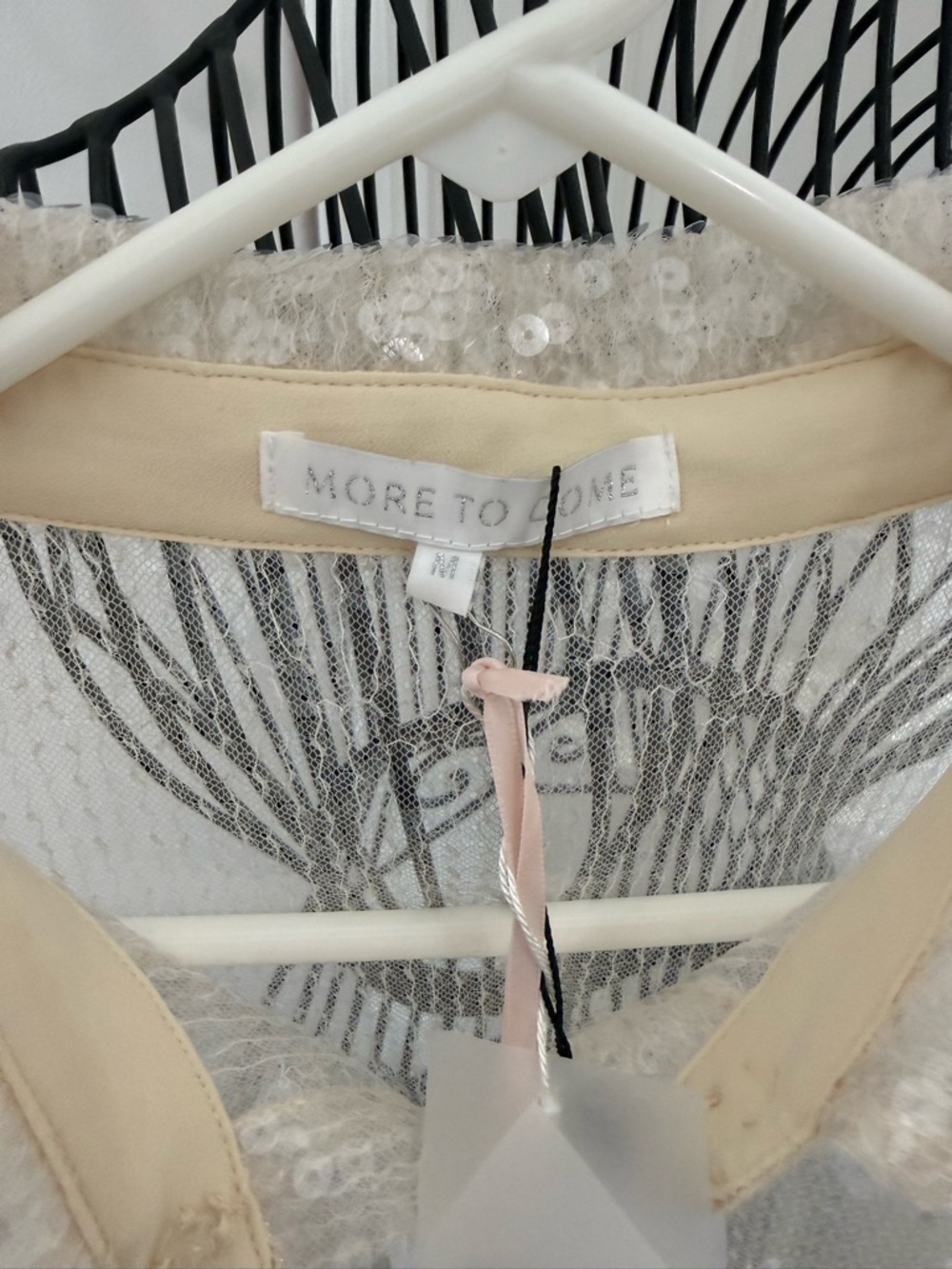 Sheer Sequin Button-Up Shirt - White / nude - Picture 3 of 3